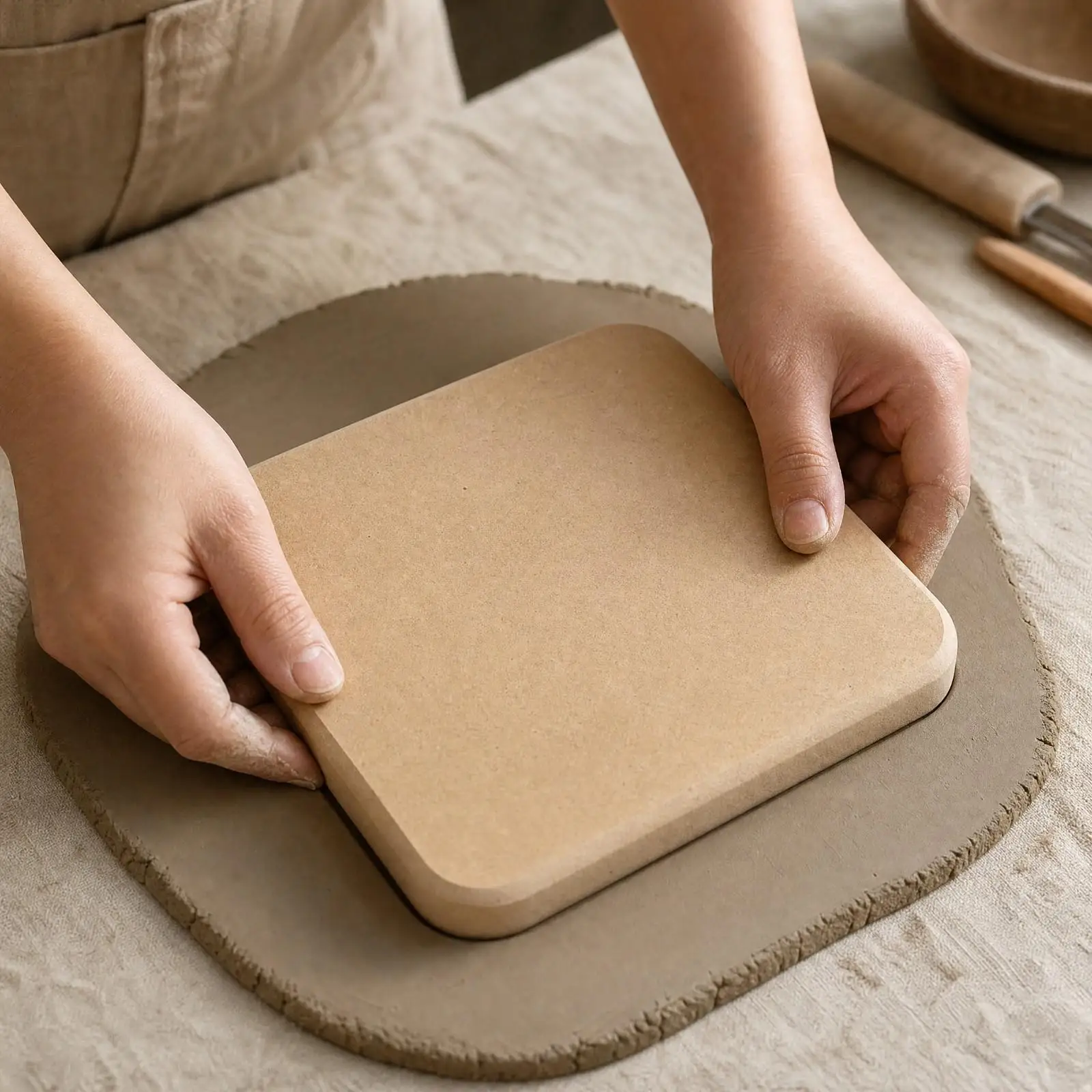 Pottery Clay Slab Mold Plate MDF Ceramic Forming Tool for Shallow Plate Profiles in Craft Class