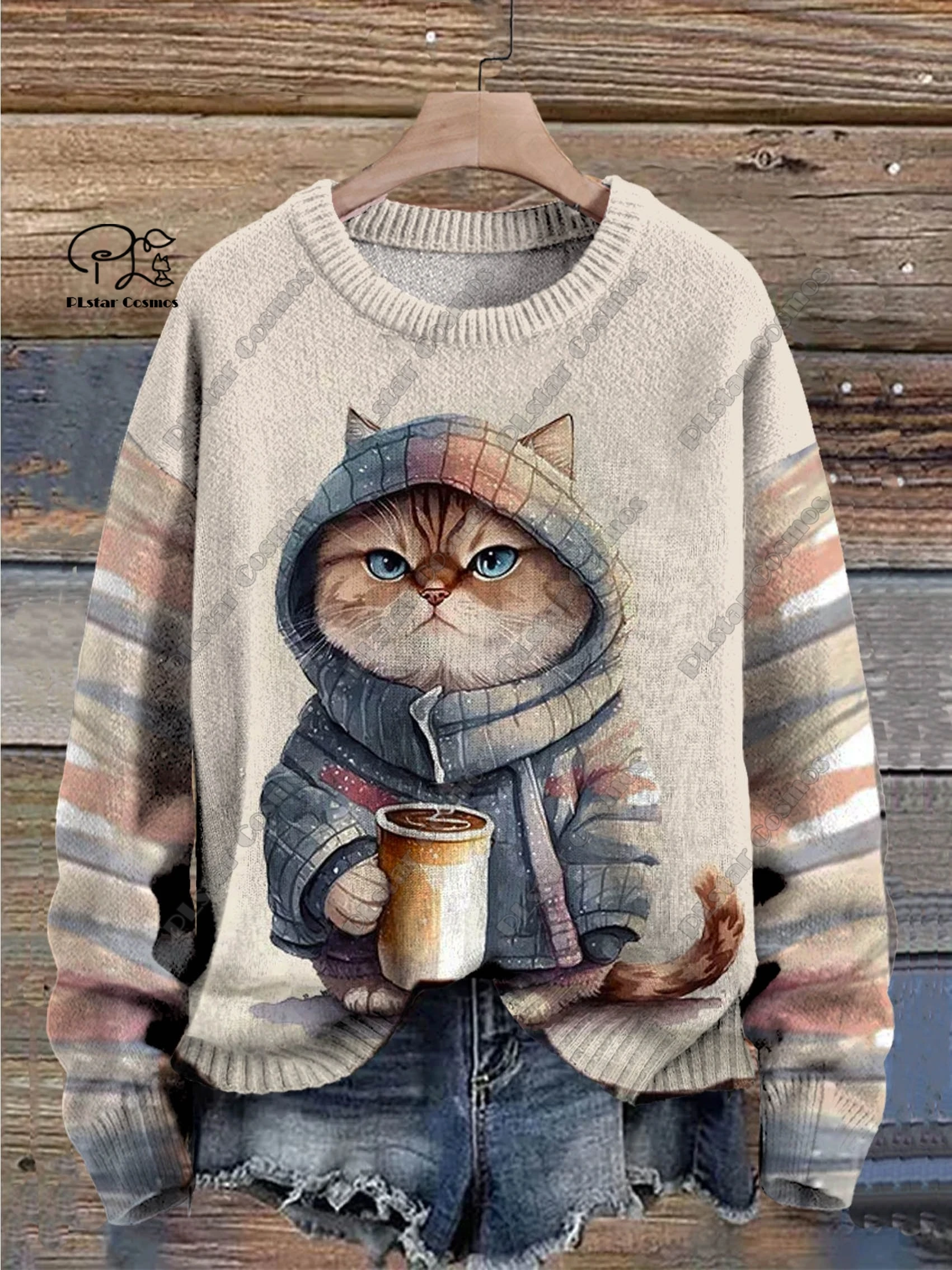 

3D printed Christmas series cute animal print pattern ugly sweater casual winter warm sweater new style unisex S-1