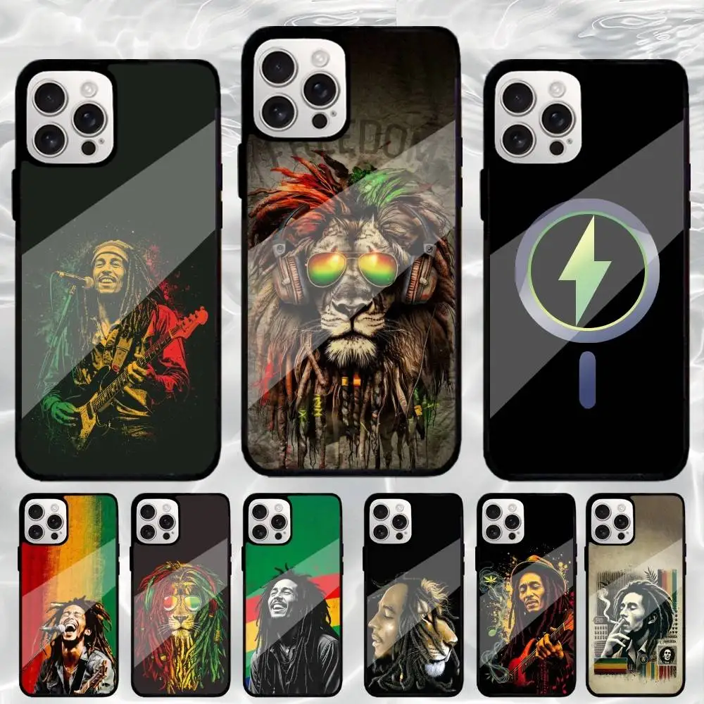 

J-Jamaica Bob M-Marley Lion Phone Case For iPhone17,16,15,14,13,12,11 Plus,Pro Max Magnetic For Magsafe Wireless Charging