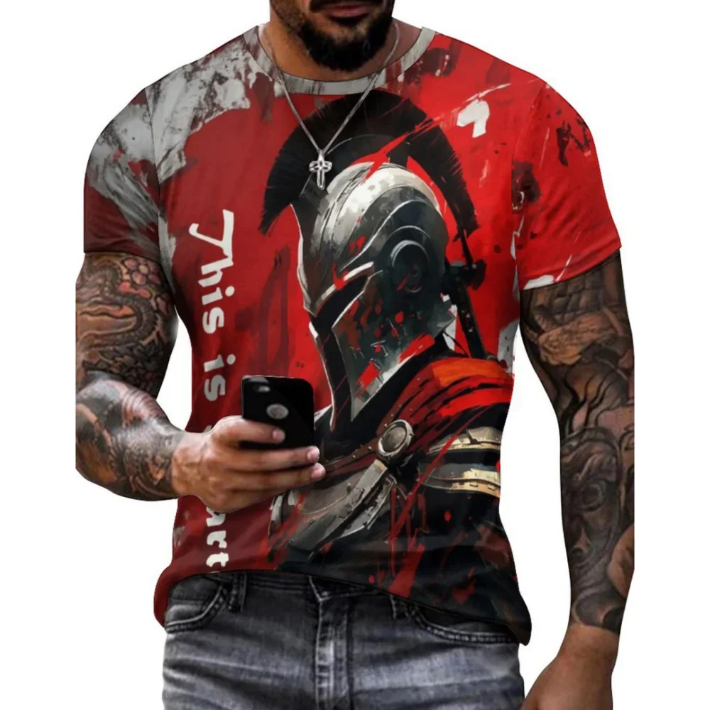 

Spartan Men's T-Shirt Vintage Shirt Tees 3D Spartan Graphic Clothing Summer Quick-Drying Breathable Street For Mens T-Shirt