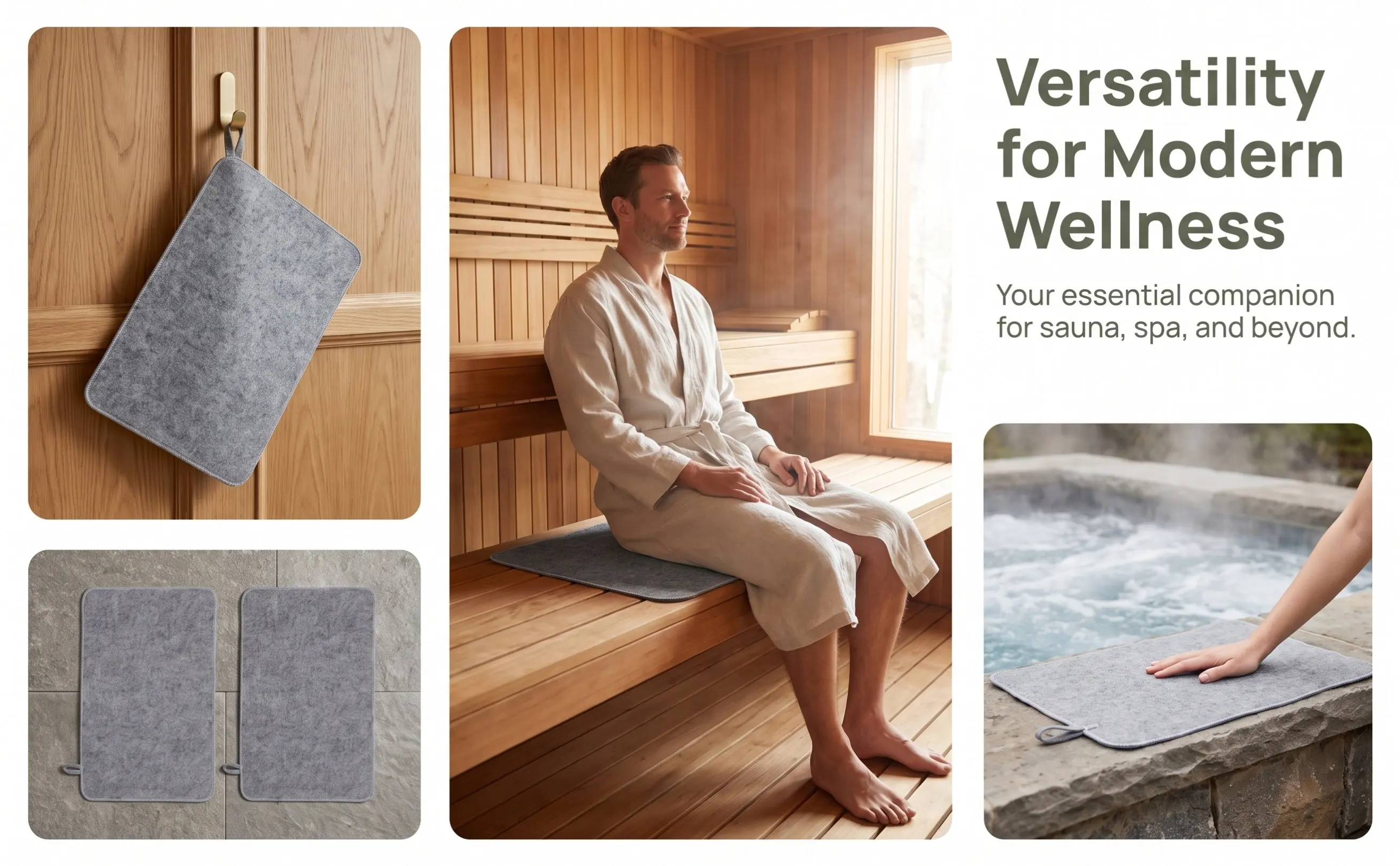 2Pcs Sauna Seat Cushion Felt Absorbent Heat Insulation Bench Pad for Home Steam Sauna Bath Bench Cushion Cover