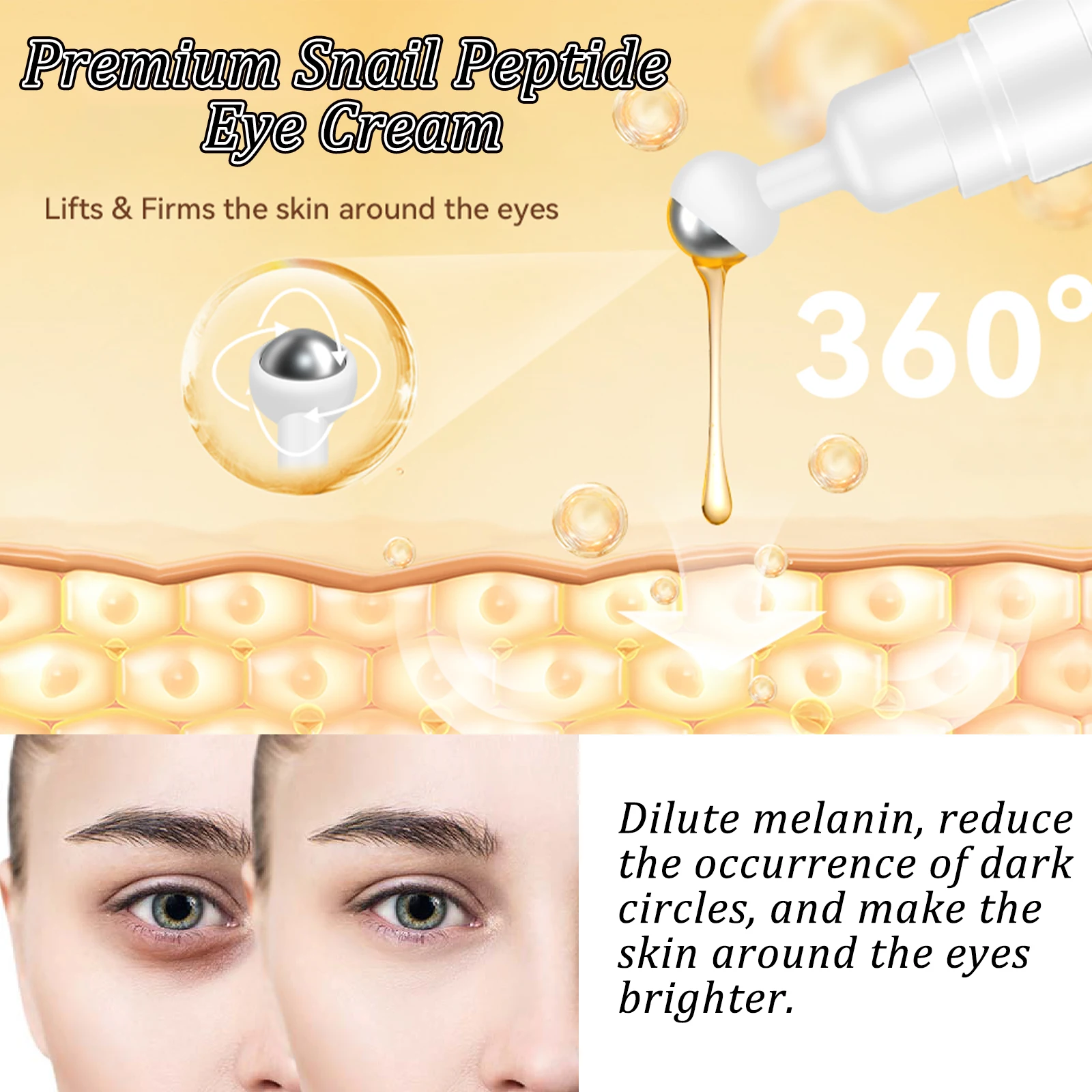 Hoygi Snail Peptide Eye Cream против морщин, укрепляющий, увлажняющий, быстро впитывающий, нежный, нежирный, для всех типов кожи