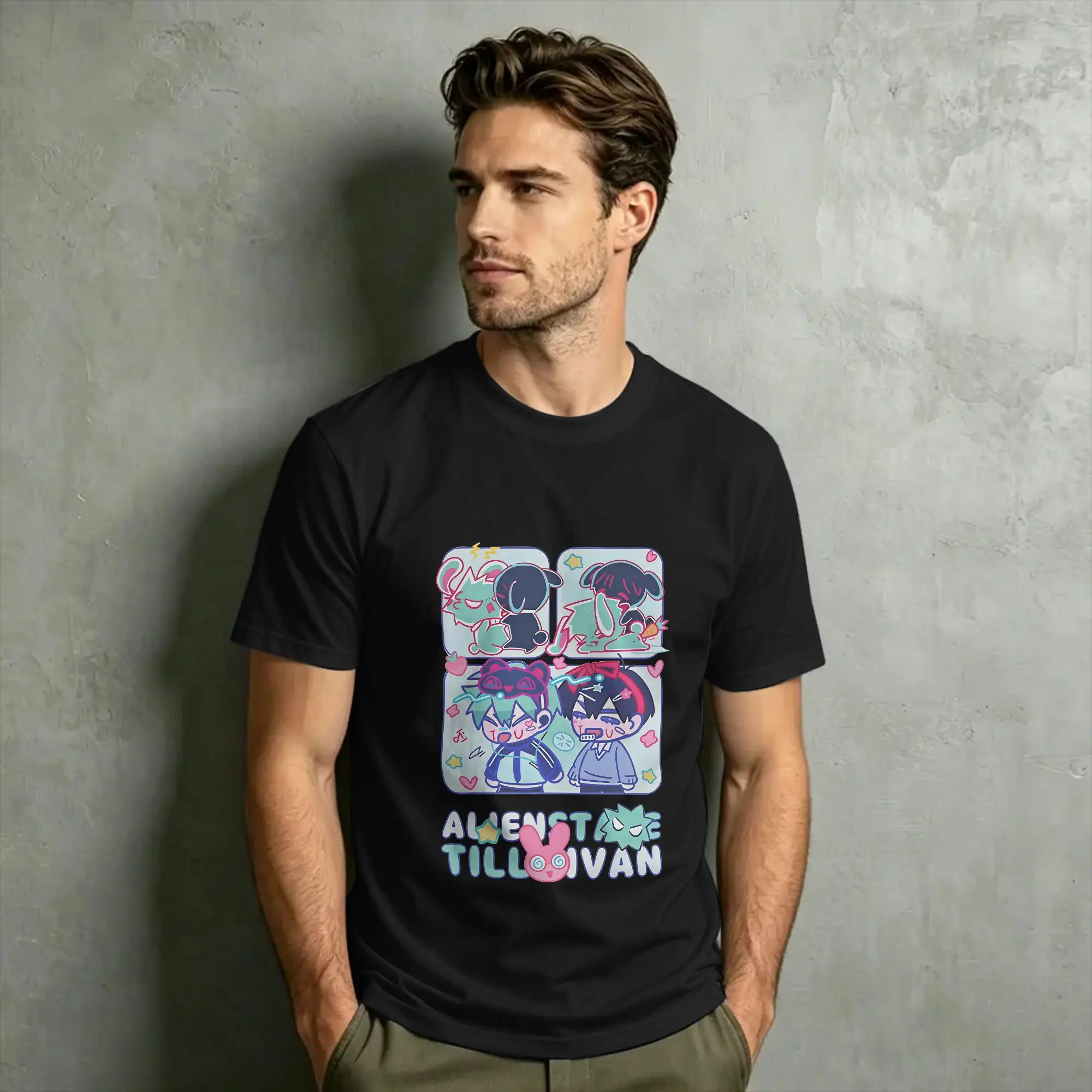 Alien Stage Sua Mizi Ivan Till T Shirts for Men Cotton Vintage T-Shirt Crewneck  Tee Shirt Short Sleeve Clothing Graphic Printed