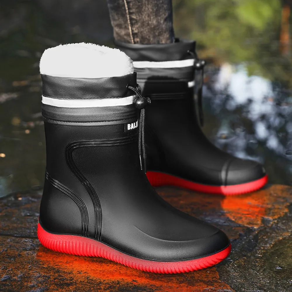 

2026Men's Women's High-End Rain Boots Closed Rainproof and Waterproof Short and Mid.Calf Length Non-Slip Drawstring Rubber Boots