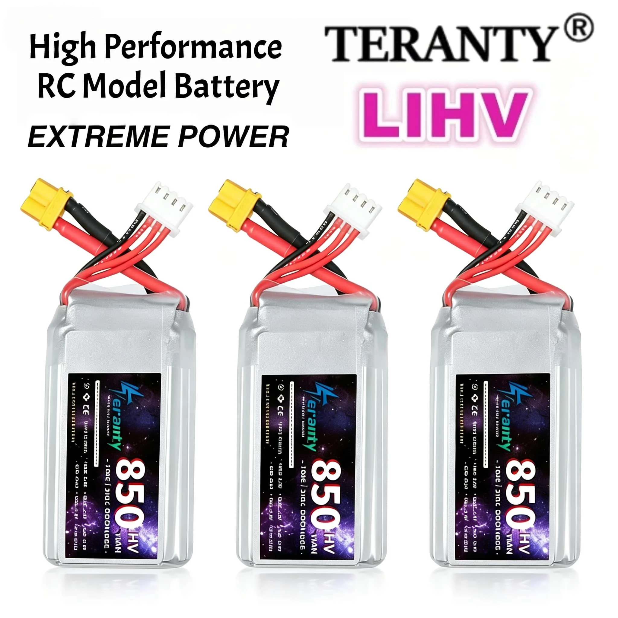 

TERANTY 3S 11.4V HV 850mAh 100C Lipo Battery, 45C Battery for FPV Racing Drone, Quadcopter, with XT30/XT60 Plug 11.1V Bateria