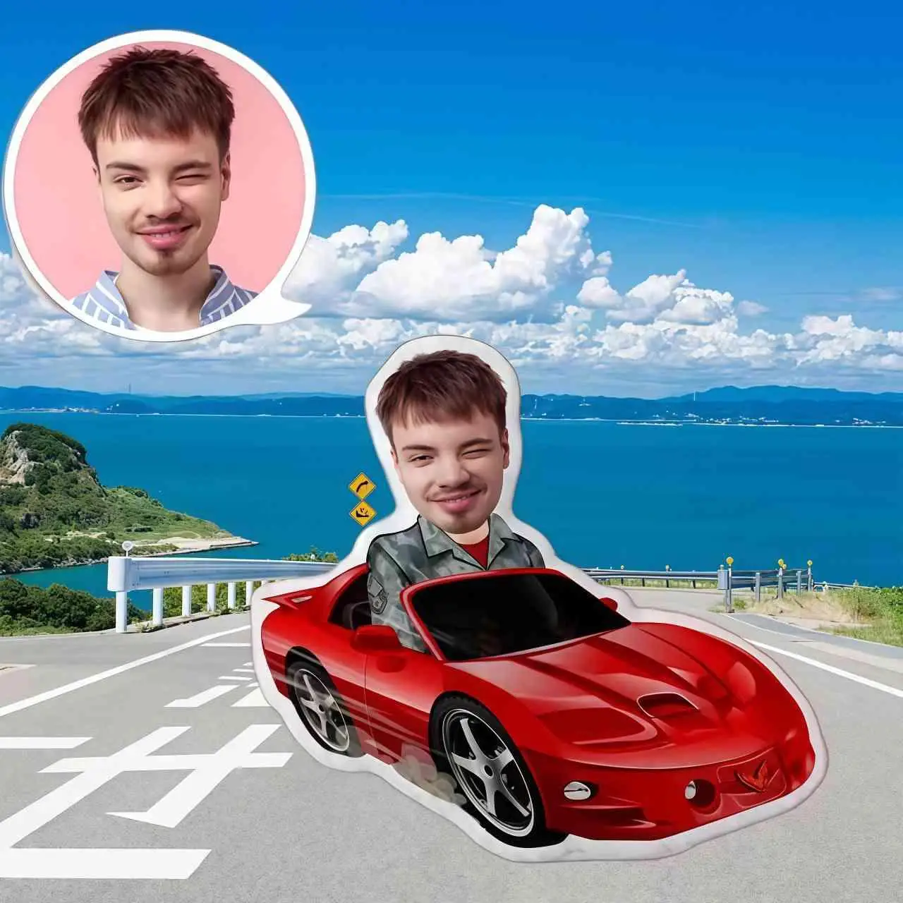 Customized Photo Pillow with Personalized Sports Car Image, Suitable for Surprise Gifts to Family, Friends, Lovers, Etc.