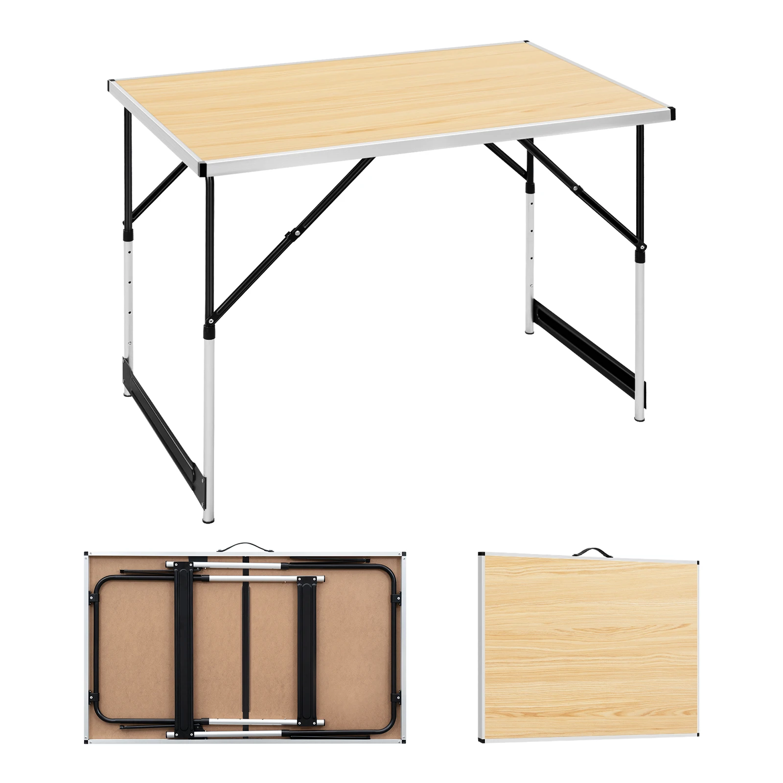 WOLTU Mesa plegable de aluminio y acero para acampar, mesa plegable para barbacoa, mesa para jardín y balcón, mesa para fiestas familiares, picnic, mesas para exteriores