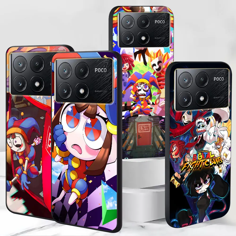 Pomni Amazing Digital Circus Case for Xiaomi Poco M3 X3 NFC X5 M5s M4 Pro 5G F3 Black Silicone Soft Phone Cover Coque