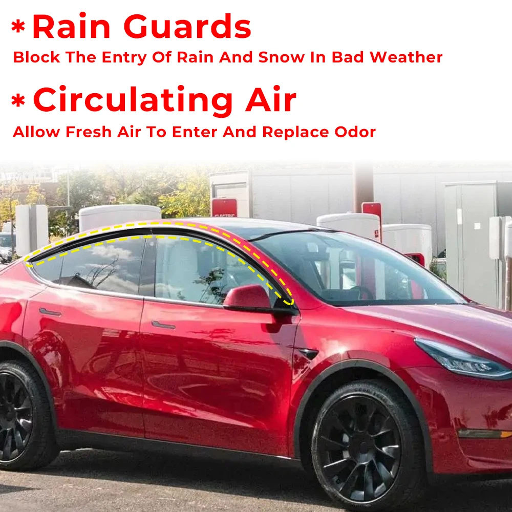 For Tesla Model 3 Y Vent Air Deflector Ventshade Ventvisor Side Window Deflector Window Visors Rain Sun Guards Car Accessories