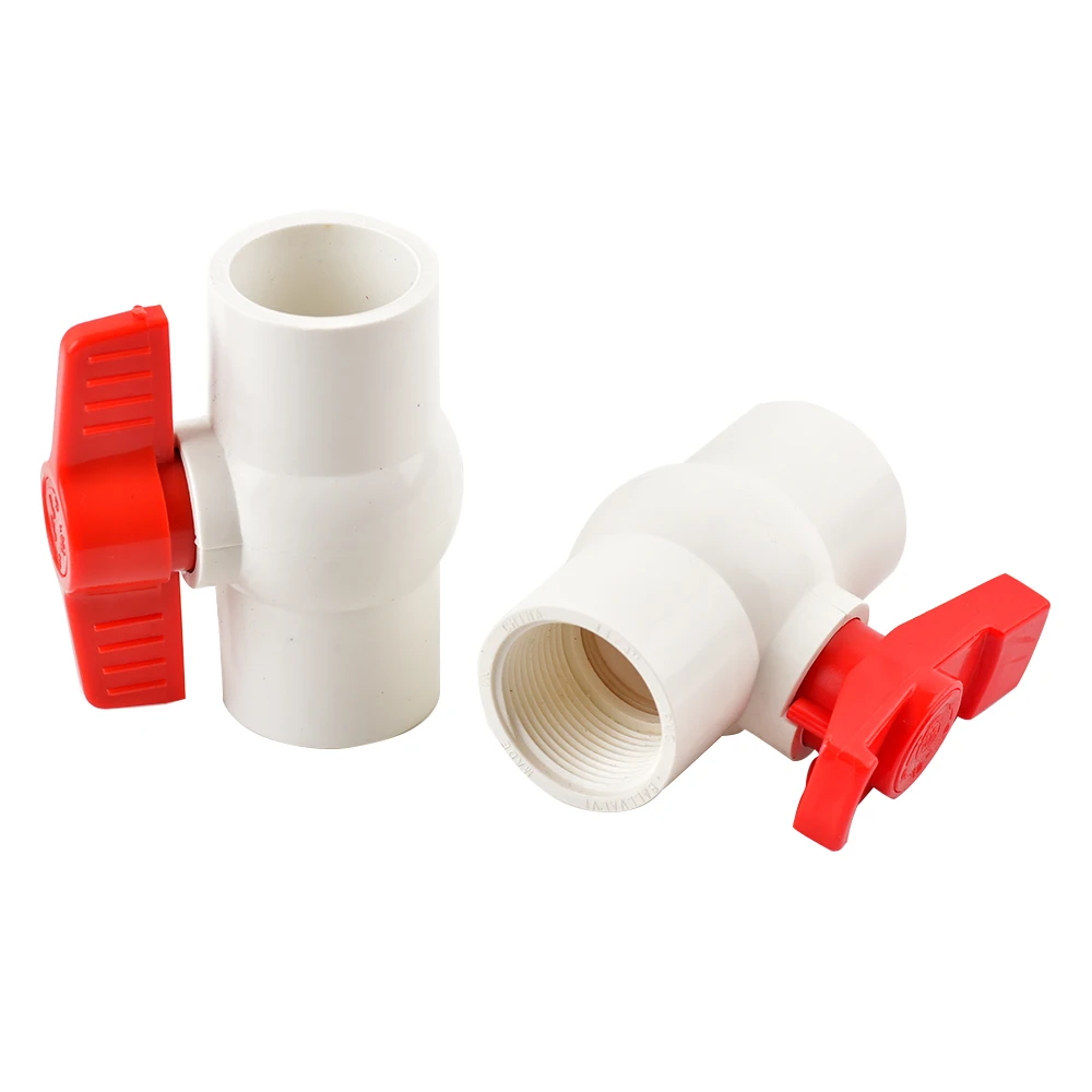 20/25/32/40/50mm Plastic PVC Tube Tap Water Connector Ball Valve Coupler Welding Thread Water Pipeline Fittings 1Pc