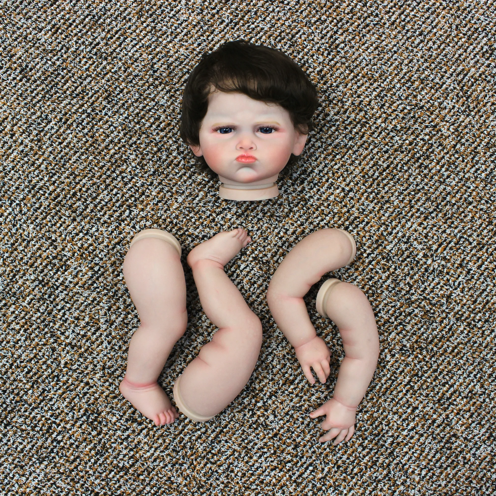 ชุดทำสี20นิ้วมาใหม่พร้อมผมที่หยั่งรากและชิ้นส่วนของตกแต่งงานปาร์ตี้ที่ยังไม่ได้ประกอบพร้อมเส้นเลือดที่มองเห็นได้เหมือนจริงตุ๊กตาเด็กวัยหัดเดินที่เกิดใหม่