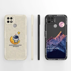 Phone Case For Oppo A15 A15S A35 Lovely Cartoon Astronaut Liquid Silicone Protection Back Cover For OppoA15 A 15S OppoA35 Fundas