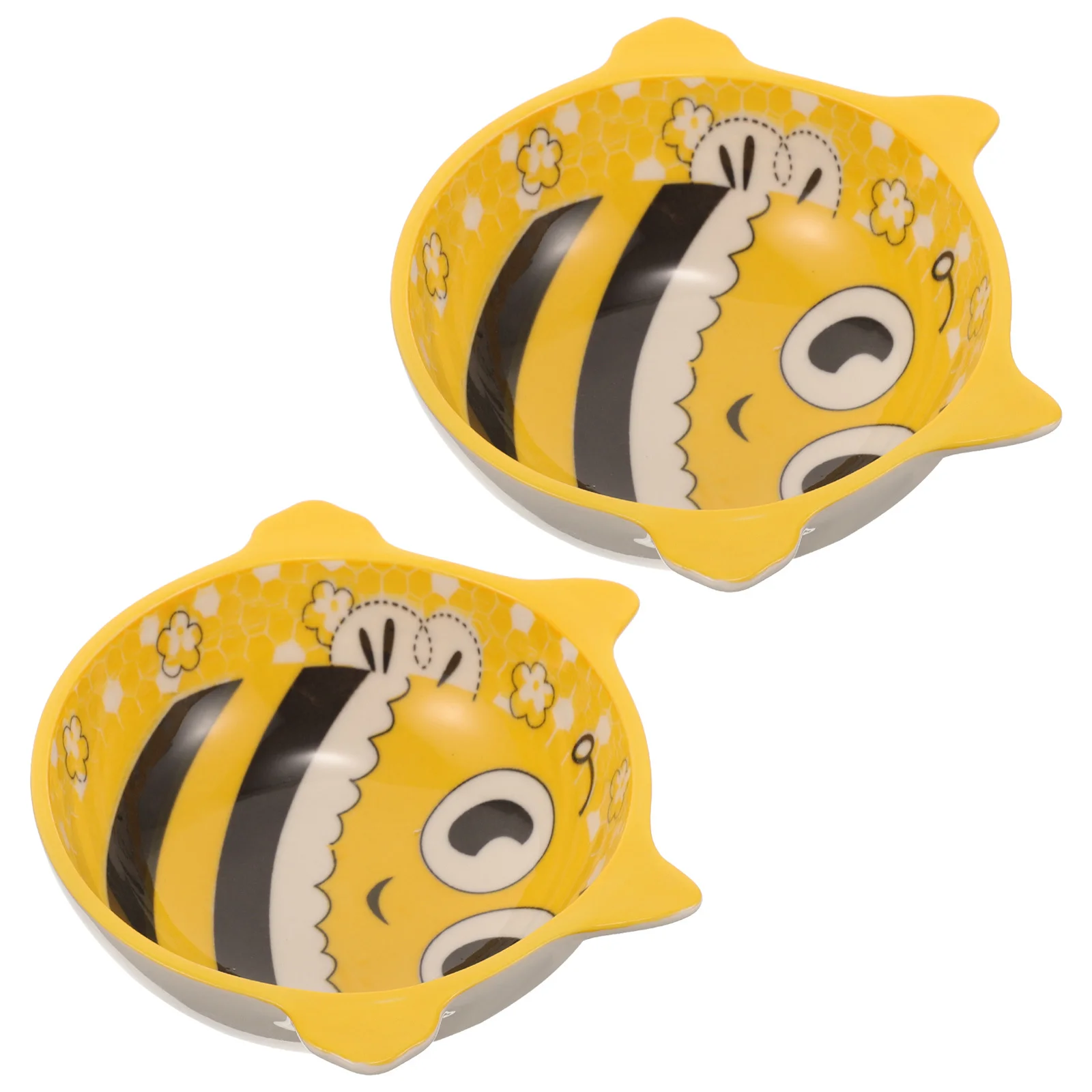 2Pcs Cartoon Biene Keramik Schüssel Nette Babynahrung Schüssel Dekorative Frühstück Würze Snack Sauce Gewürz Gericht für Home Restaurant