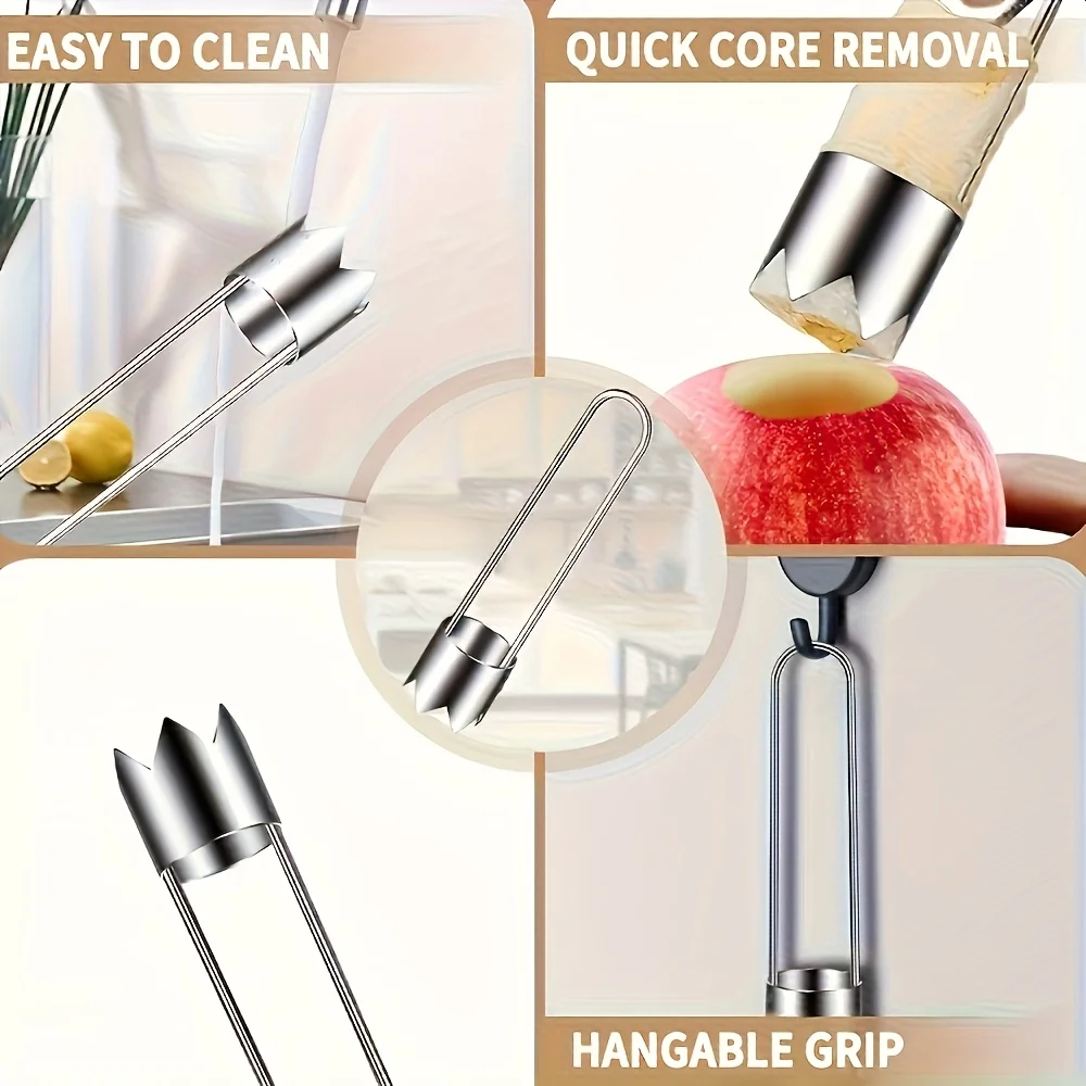 Stainless Steel Fruit And Vegetable Pitter, Red Sweet Pepper Seed Remover, Universal Kitchen Gadget for Apples, Pears, Tomatoes, view 6