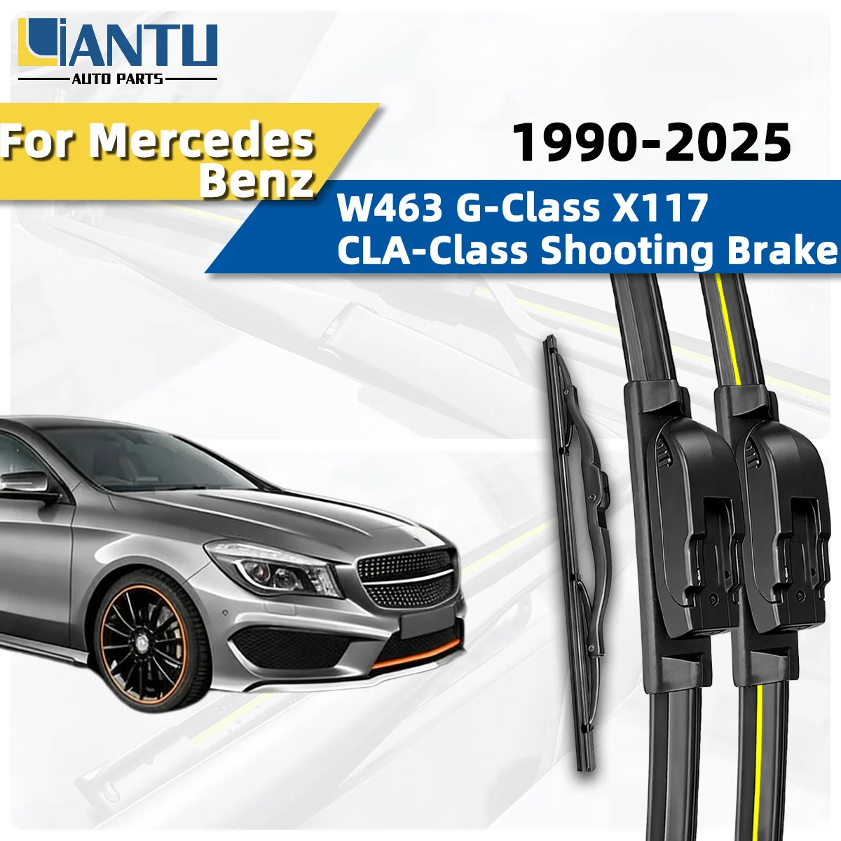 3PCS Front Rear Wiper Blades Fit For Mercedes Benz W463 G-Class X117 CLA-Class Shooting Brake 1990-2025 Car Premium Quiet Parts