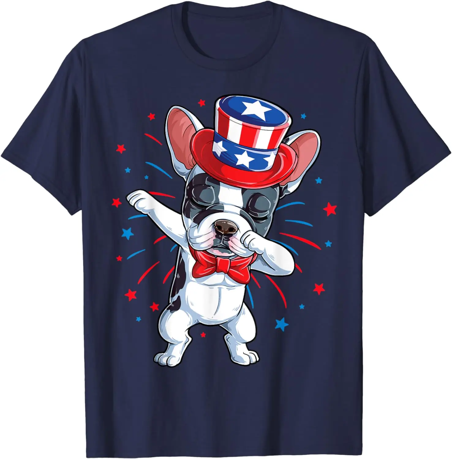 Dabbing French Bulldog 4th of July T shirt Men USA Flag T-Shirt