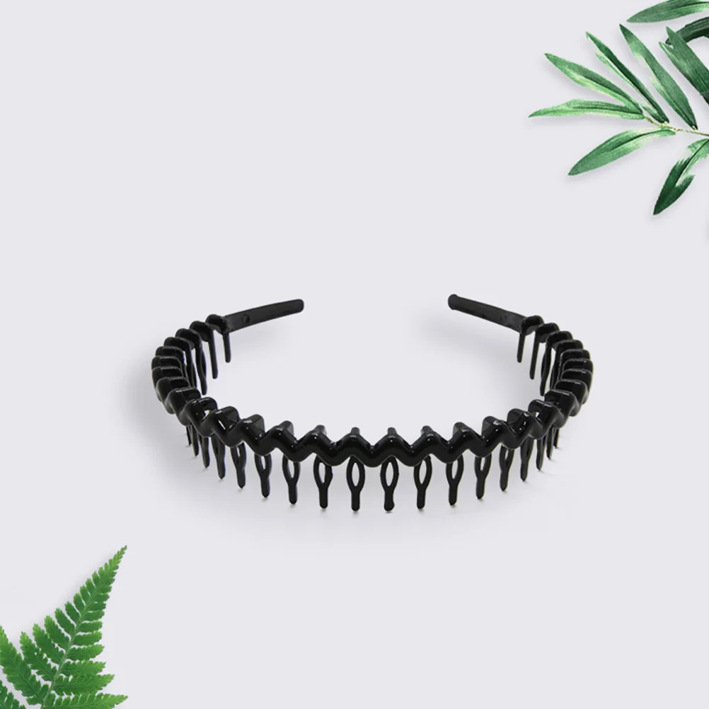 

12Pcs Hair Hoops Toothed Headband Durable Multi-Purpose Fashion Hair Accessory Face Cleaning Unisex Styling Black for Women Men