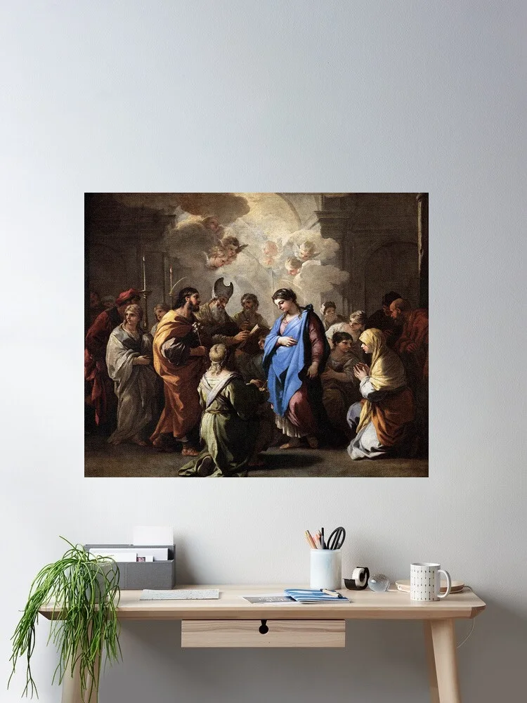 Лука Джордано, картина «Свадьба Девы», шелковый постер, декор для дома, украшение для стен. Лука Джордано, картина «Свадьба Девы», шелковый постер, декор для дома, украшение для стен.