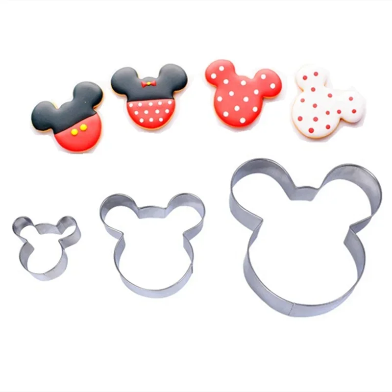 5-Pack Disney Mickey Head Cookie Moulds DIY Baking Tools Stainless Steel Kitchen Supplies Cookie Cutters Make Party Decorations