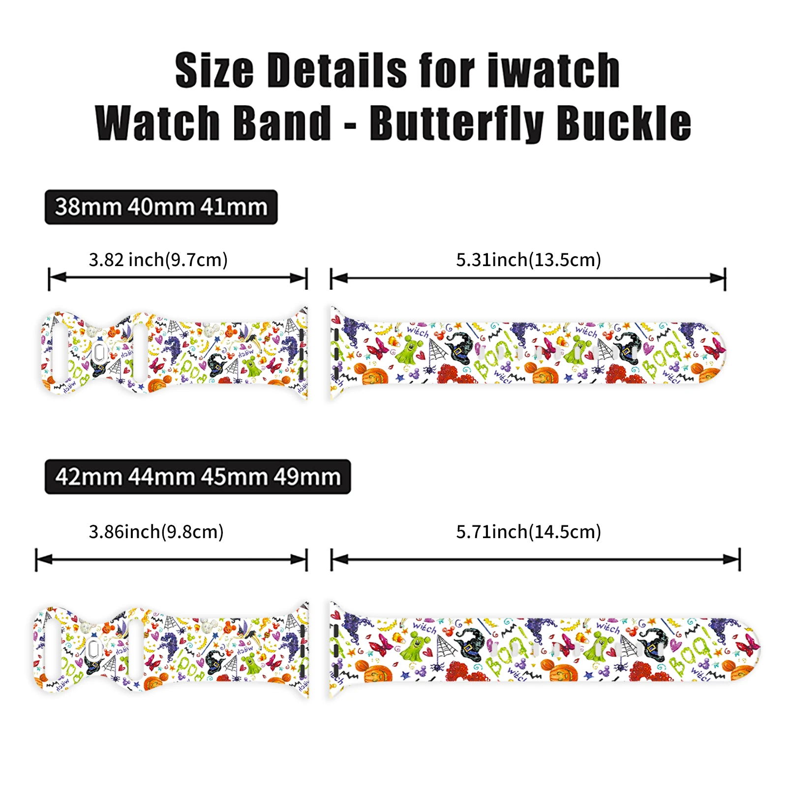 Halloween Candy Color Print Strap Silicone Replacement Band for Apple Watch Compatible with Series 10/9/8/7/SE 45mm/44mm/42mm