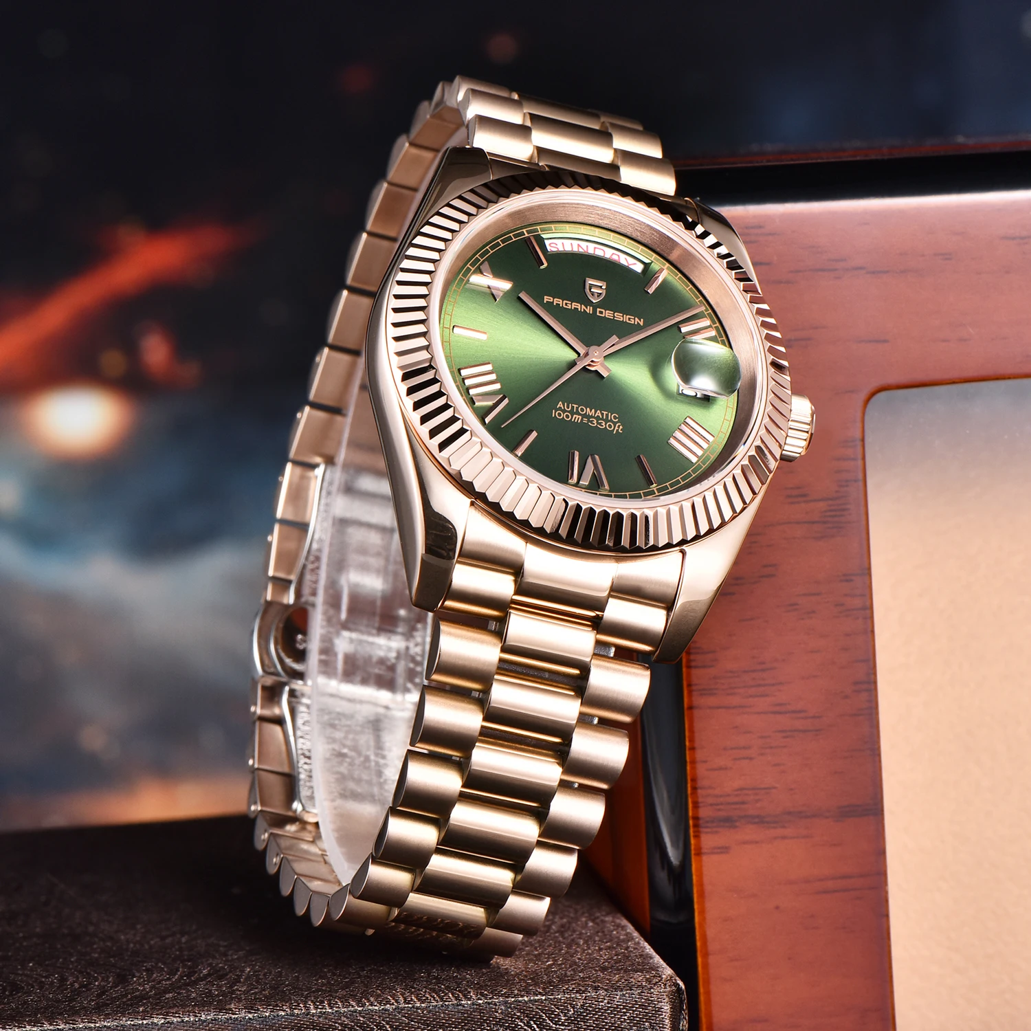PAGANI DESIGN DD40 Mens Mechanical Watches Rose Gold Luxury Automatic Watch For Men Sapphire Mirror Waterproof Clock Gifts Men