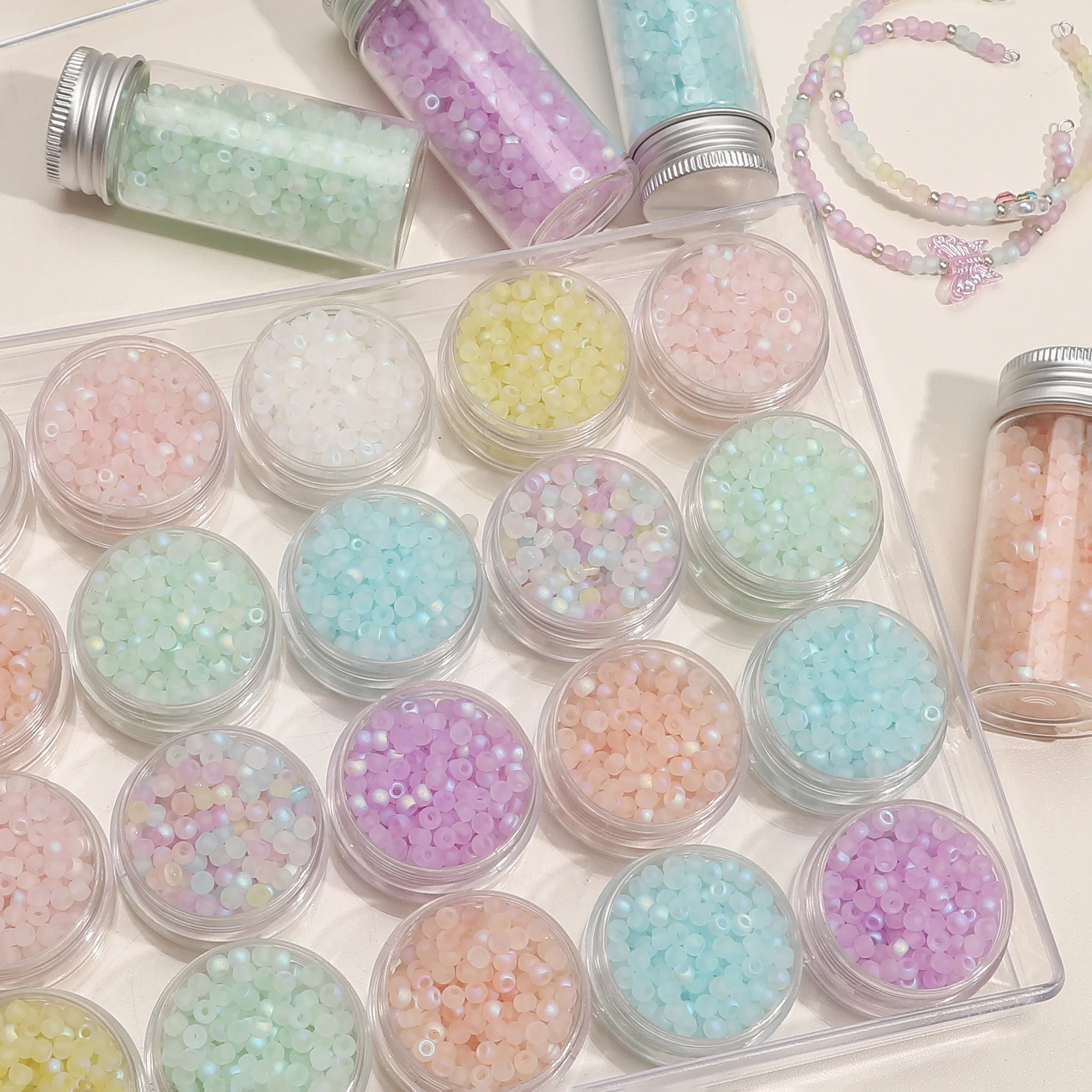 5/10g 4mm High Quality Frosted Glass Seed Beads Unique Loose Beads For Jewelry DIY Handmade Making Accessories(about 85/170pcs)