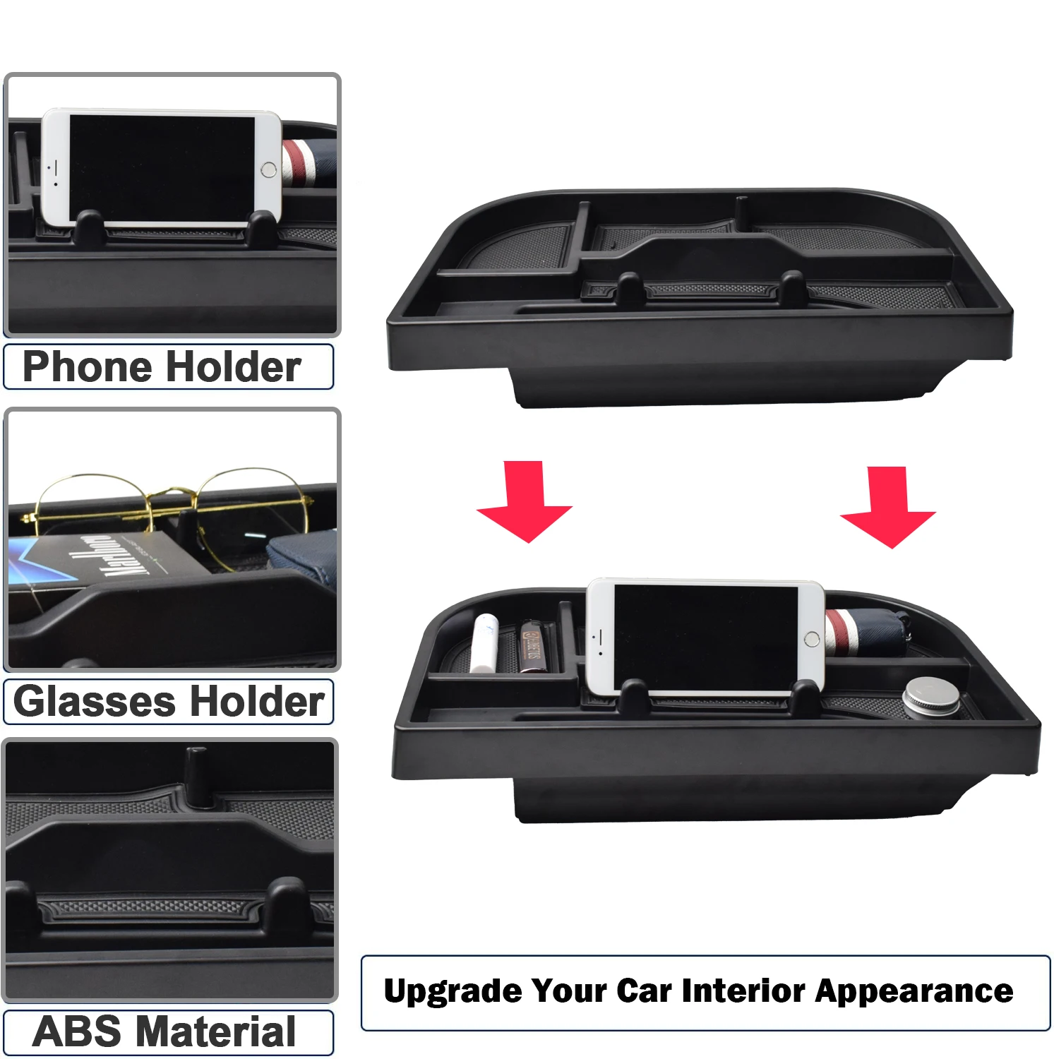 Compatible with 2022-2024 Chevy Silverado/GMC Sierra 1500/ 2500HD/ 3500HD Dashboard Tray Center Console Dash Board Organizer Box