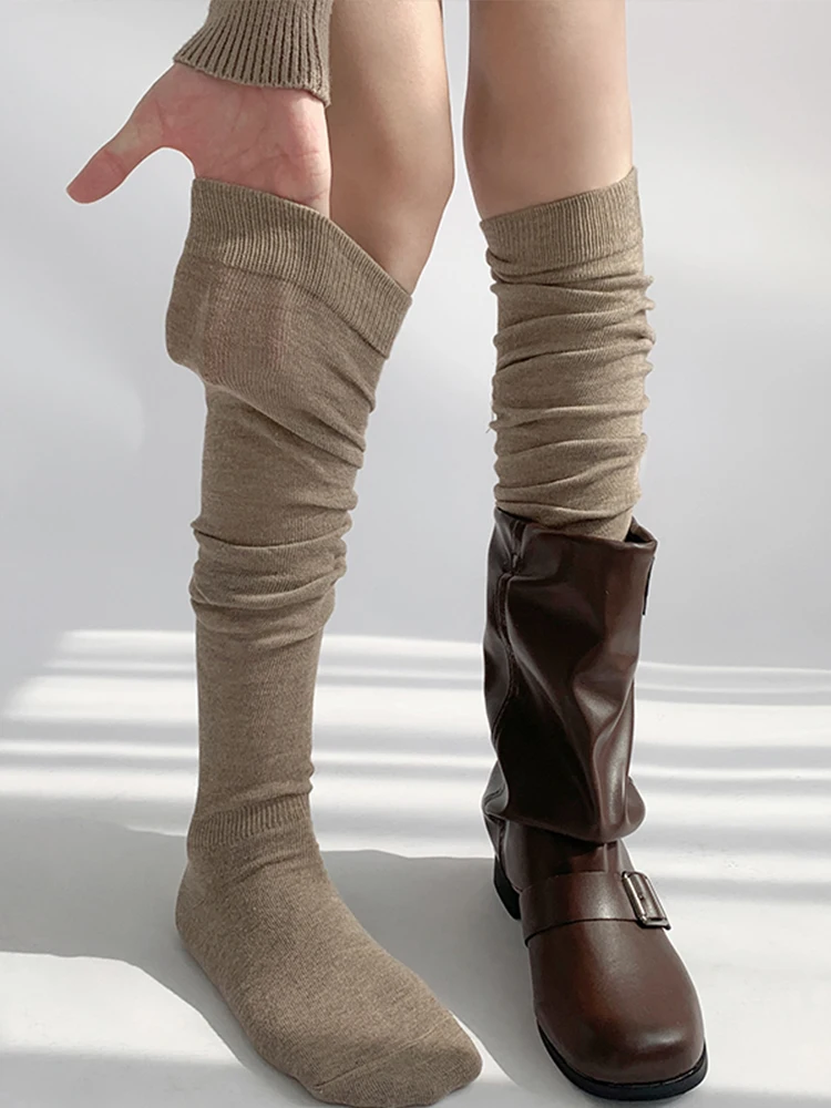 Tube Socks Women's PureColor Cotton Leg Shaping Spring Autumn Simple Knee Socks Sexy Fashion All-Matching Four Seasons Universal