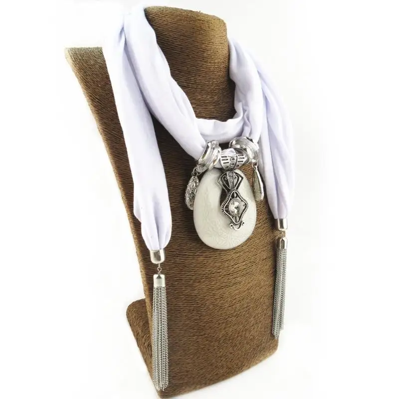 652f-女性ファッションボヘミアンエスニックジュエリータッセルウォータードロップペンダントスカーフネックレス