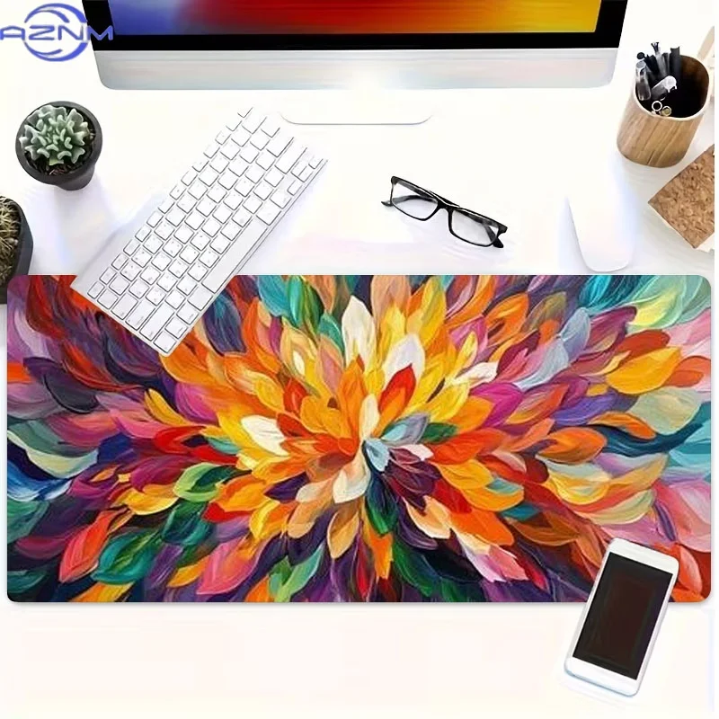 Vibrant Flower Abstract Painting Mouse Pad, Rubber Material, Multiple Specifications Available, Ideal for Programmers & Gamers,