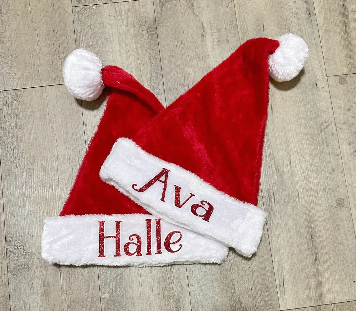 Gepersonaliseerde naam Kerstmuts, Aangepaste Kerstmutsen, Aangepaste Kerstmutsen, Kerstmutsen, Vakantiehoeden, Volwassene, Kerstcadeau