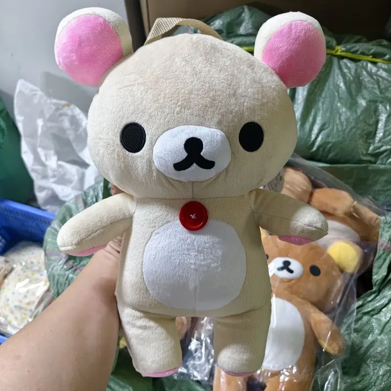 

Sanx Rilakkuma Cute Plush Backpack Soft Stuffed Bear Bag Hanging On Luggage Portable Storage Bag For Adult Daily Travel