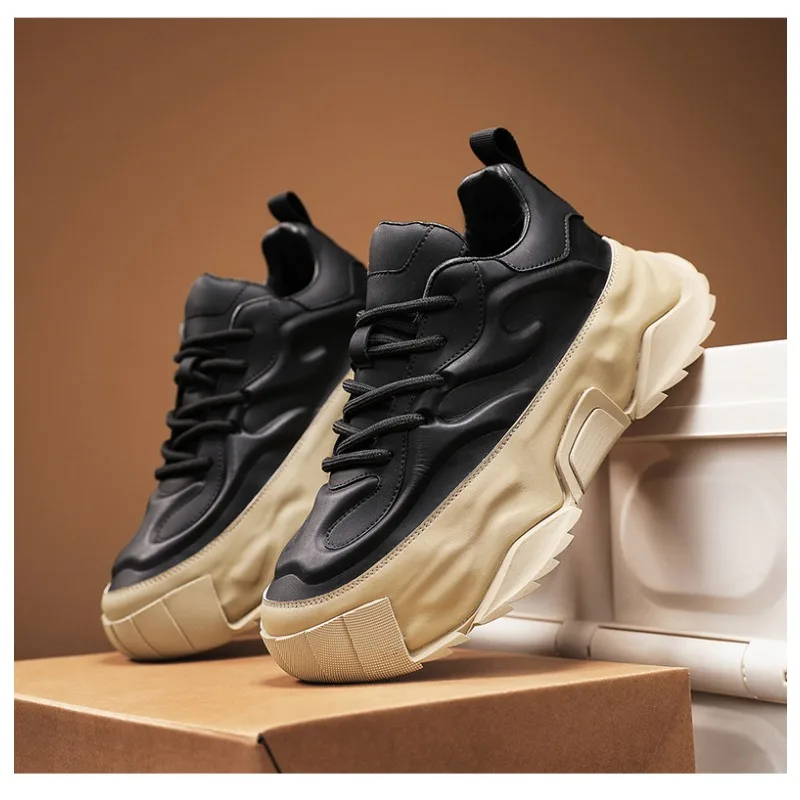 Shoes for Men High Quality Platform Sneaker Fad Leather Thick Sole Leisure Men Sneaker Outdoor Hiking Men Shoe Zapatillas Hombre