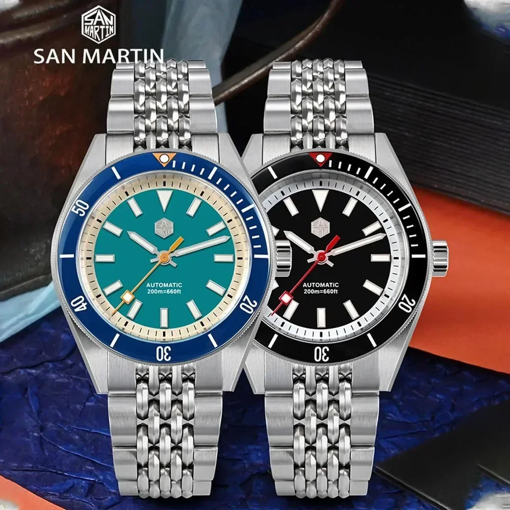 

San Martin 39.5mm Diver Watch Men Fashion Luxury NH35 Movement Automatic Mechanical Watch Sapphire 200m Waterproof SN0115 Reloj