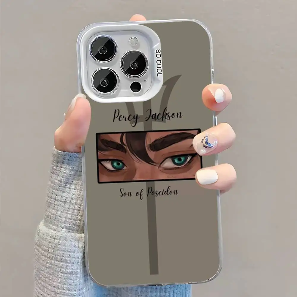 حافظة هاتف P-Percy J-Jackson Poseidon لهاتف iPhone 16,15,14,13,12,11,Pro,XS,Max,Plus,Mini,SE غطاء مقاوم للصدمات من الحلوى البيضاء غير اللامعة
