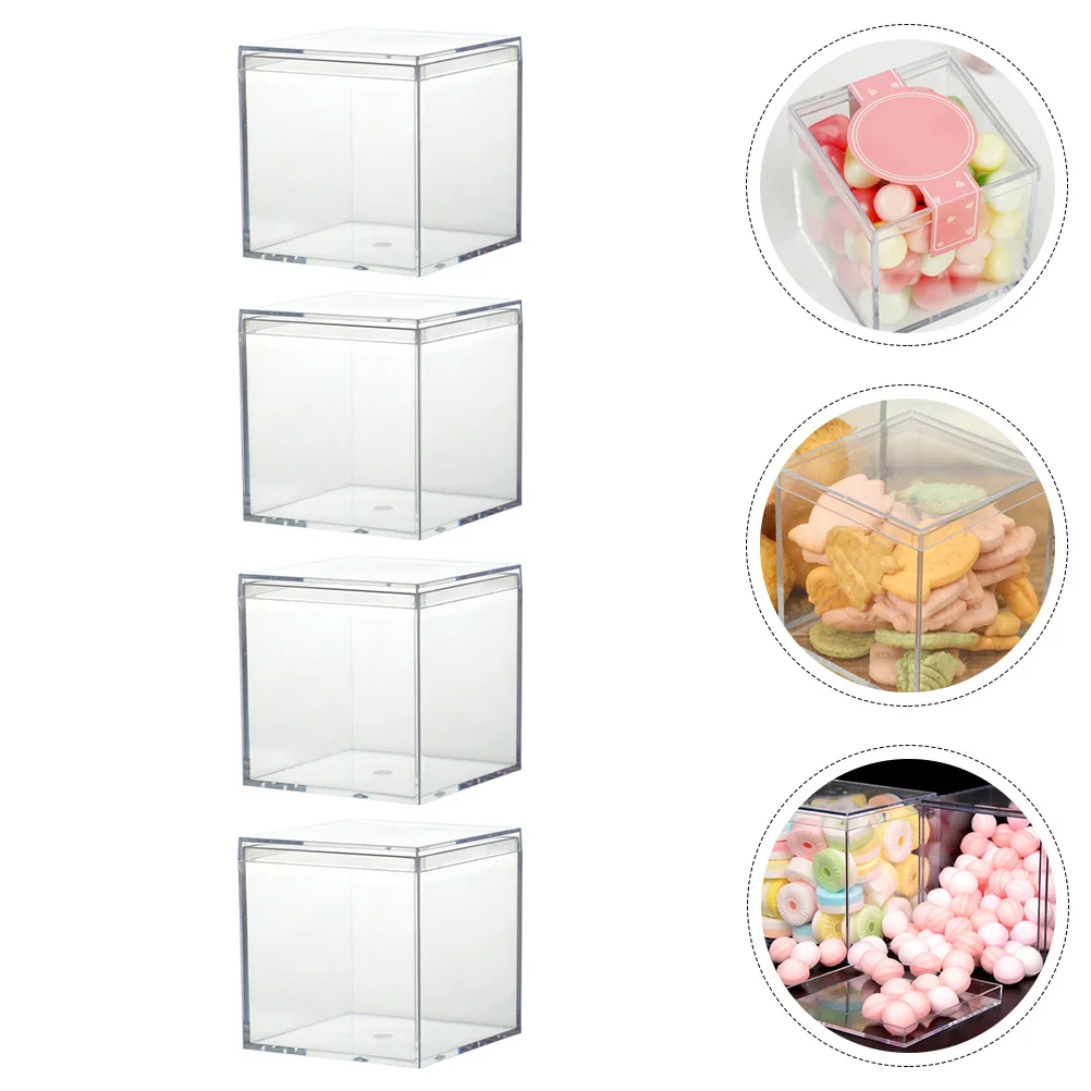 

Box Jewelry Boxes Acrylic Cube Wedding Gift Square Container Display Storage Small Containers Transparent Favor Case Lid