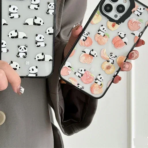 Peach Panda Acrylic Phone Case Cover for IPhone 11 12 13 14 15 Pro Max Case for IPhone 15 Pro Max