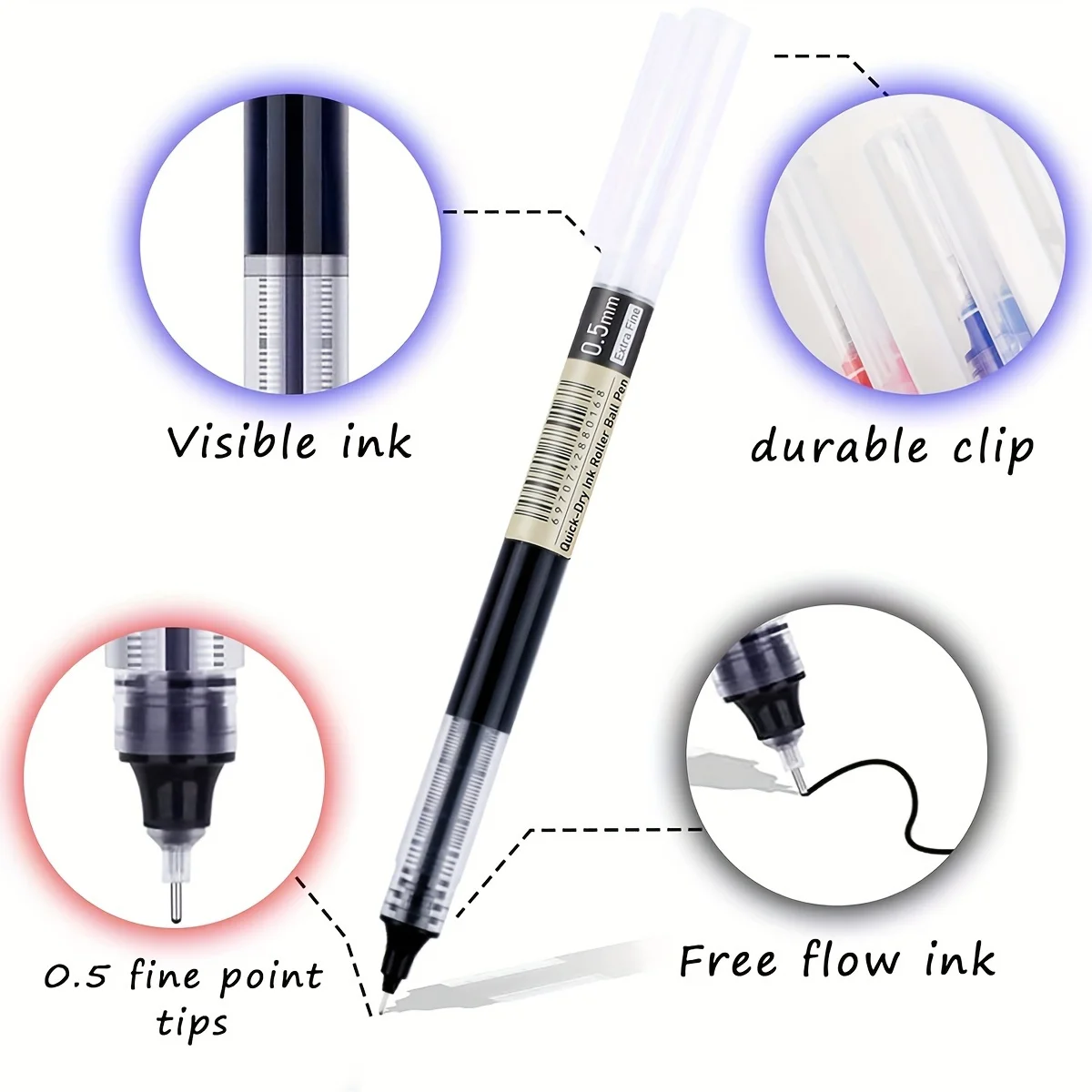 10/30pcs Direct Liquid Quick Drying Gel Pens 0.5mm - Smooth Writing, Fast Drying Ink - for Students & Office Workers, Stationery