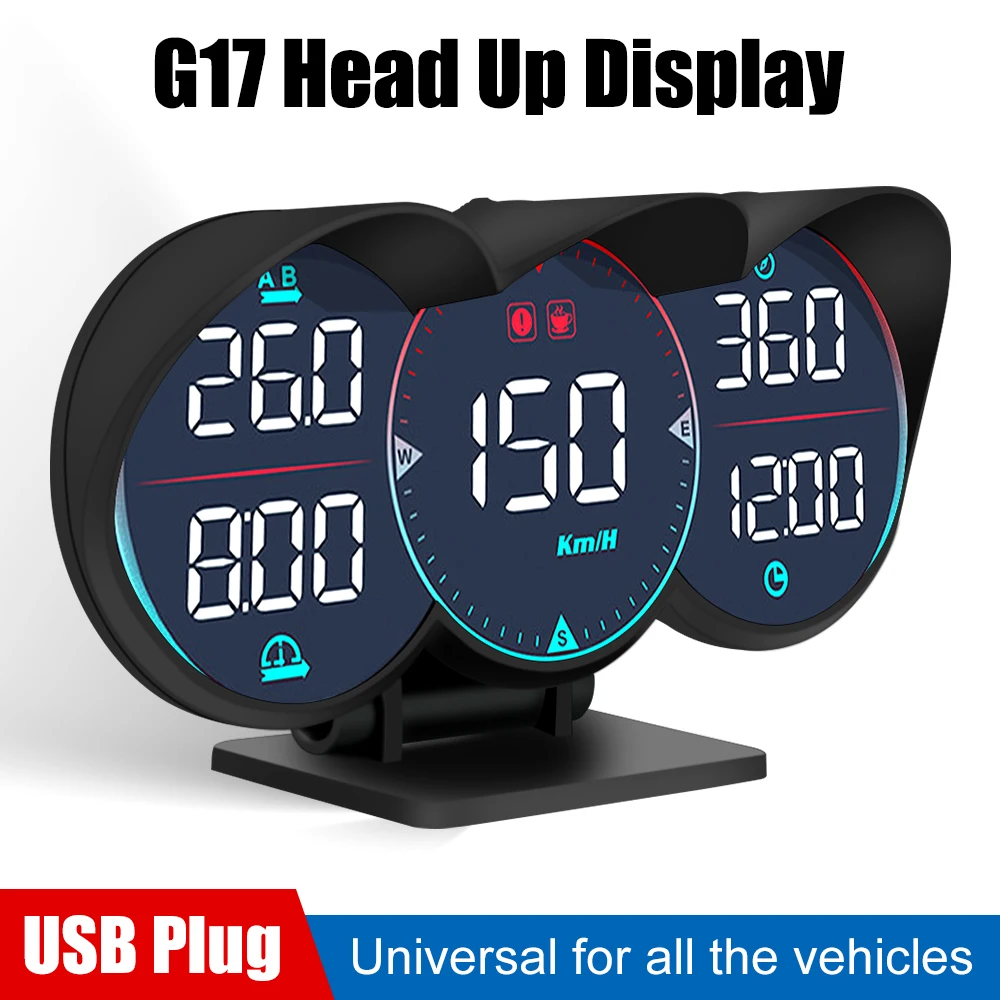 

Car Water Oil Temp Alarm For All Car G17 Speedometer Odometer HUD GPS Head-Up Display Overspeed Diagnotstic Speed Meter
