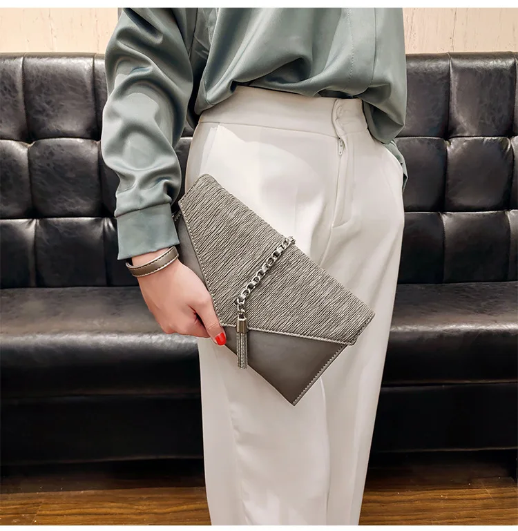 Fashion Tassels ladies Envelope Clutches High Quality PU leather Women shoulder bag Luxury Dress Female Party Bag Clutch purse