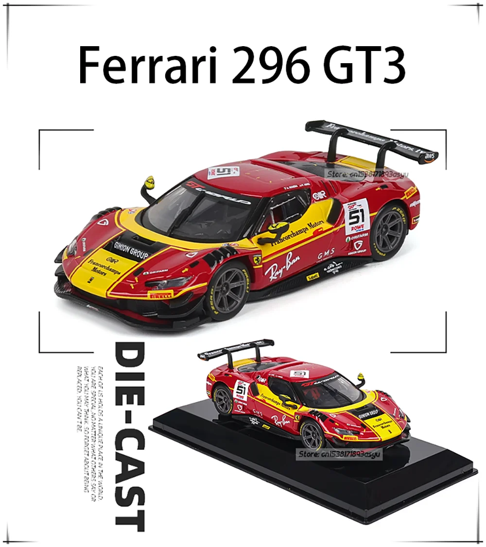 Bburago 1:43 24h LE MANS Ye Yifei Ferrari 2025 499P # 83 schwarze Basis Acrylbox-Basis Legierung Luxusfahrzeug Diecast-Automodell Spielzeug – Detail 9