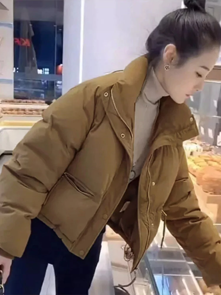 

Trendy Short Thickened Cotton Jacket Women's Small Size Winter New Style Warm Bread Style Coat Outerwear Fashionable