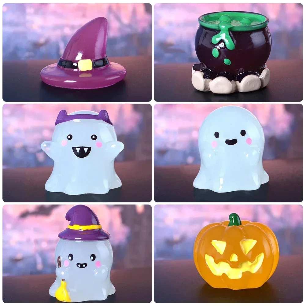 Figurine Miniature Funny Luminous Ghost Micro Landscape Ornaments Mini Figurines for Halloween Decorations Home Desk Room Decor