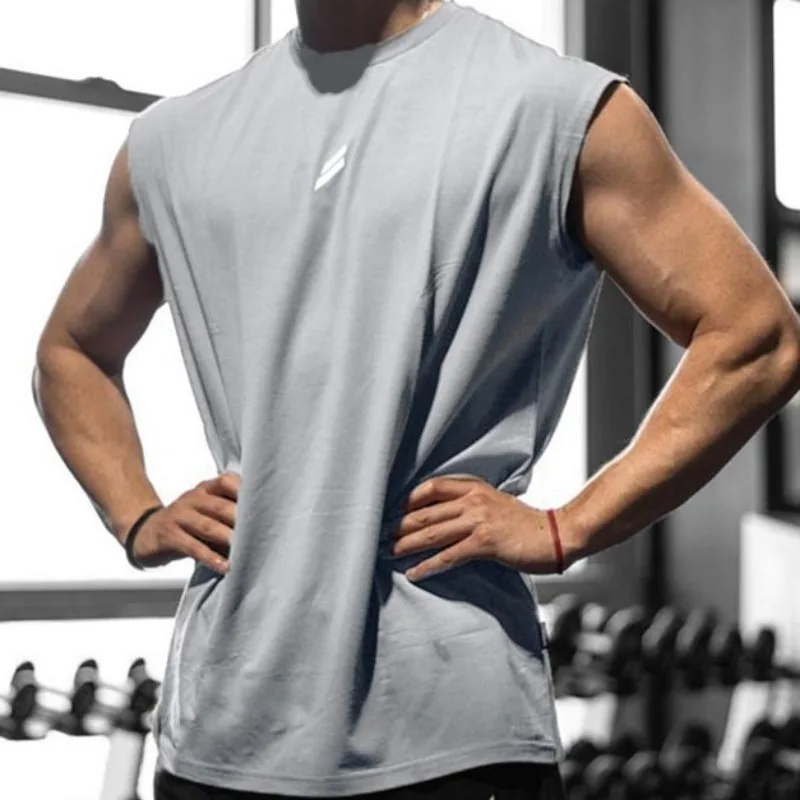 Men's Bodybuilding Vest Gym Workout Mesh Fitness Sleeveless shirt Running wear Stringer Single shirt Summer Accident vest