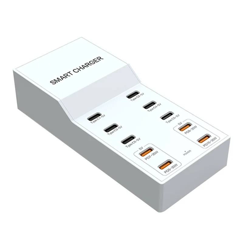 72W Multi Port USB Type C PD 30W QC3.0 Phone Charger Hub Adapter Extension Socket 10 port Charger Charging for iPhones Tablets