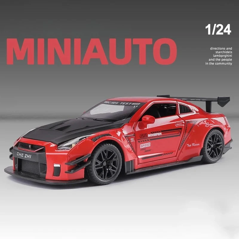 รถโมเดลโลหะไดแคสต์ 1:24 สกายไลน์ อาร์ซีอาร์5 ของเล่นรถจำลองแบบดึงหลัง ของสะสมสำหรับเด็ก