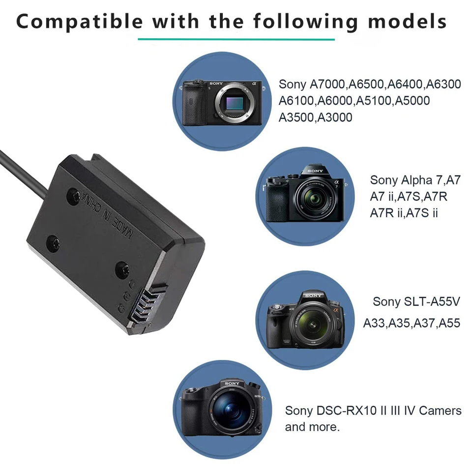 ソニー ZV-E10 ミラーレス ボディのみ + ダミーバッテリーAC-PW20 ZV-E10 NP-FW50 Dummy Battery Decoded AC-PW20 with Type-C PD/QC
