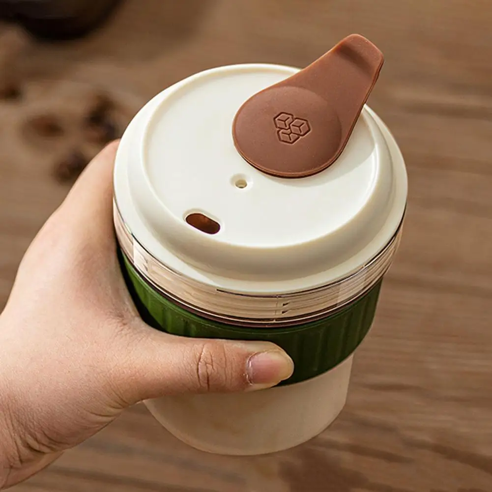 2-in-1 Ice Coffee Tumbler with Built-In Ice Cube Tray Portable Leak-Proof Cold Cup PP Easy-Release Insulated Coffee Tumbler