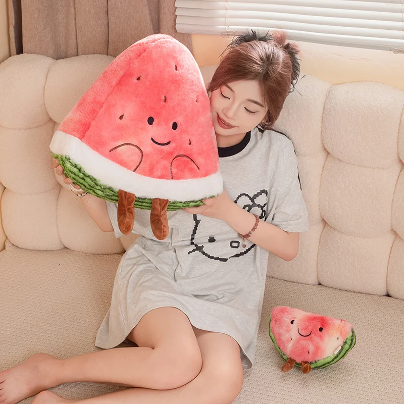1개 23/45cm 사랑스러운 수박 플러시 장난감 반원형 수박 베개 부드러운 과일 장난감 귀여운 슬라이스 수박 장식 선물