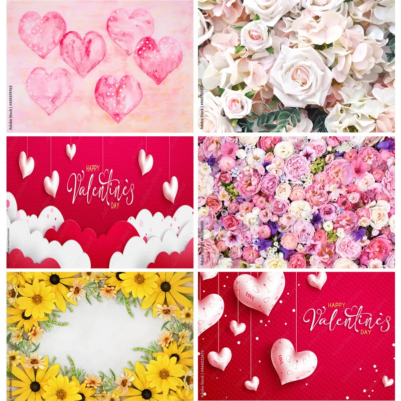 

Vinyl Custom Valentine Day Photography Backdrops Prop Love Heart Rose Wall Photo Studio Background 21126 QRJJ-07